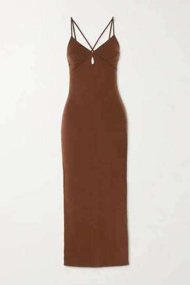 Reformation Lainey Bodycon Knit Maxi Dress in Brown - Size Small