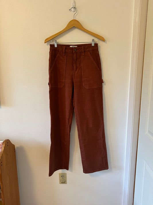 Just Black Women's High Rise Carpenter Jeans in Rust Red | Size 27
