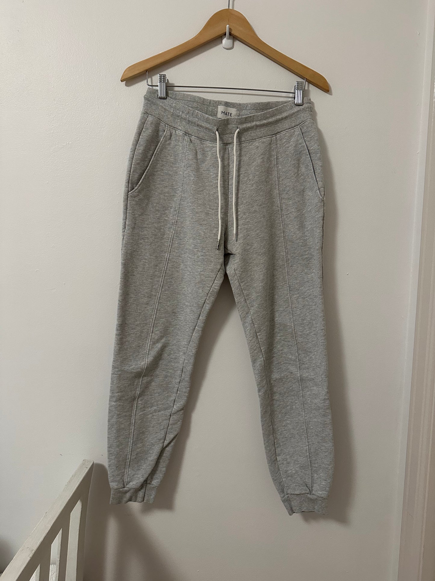 MATE The Label Organic Fleece Gray Cotton Jogger Sweatpants - Size Medium