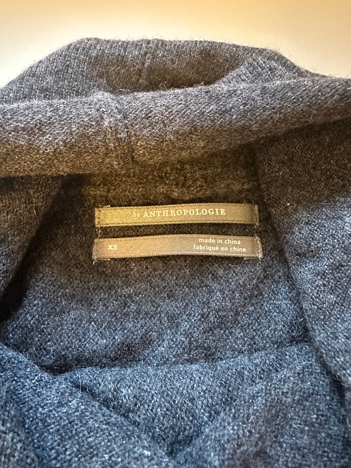 Anthropologie Cashmere Funnel Neck Sleeveless Dark Gray Knit Turtleneck | Size XS