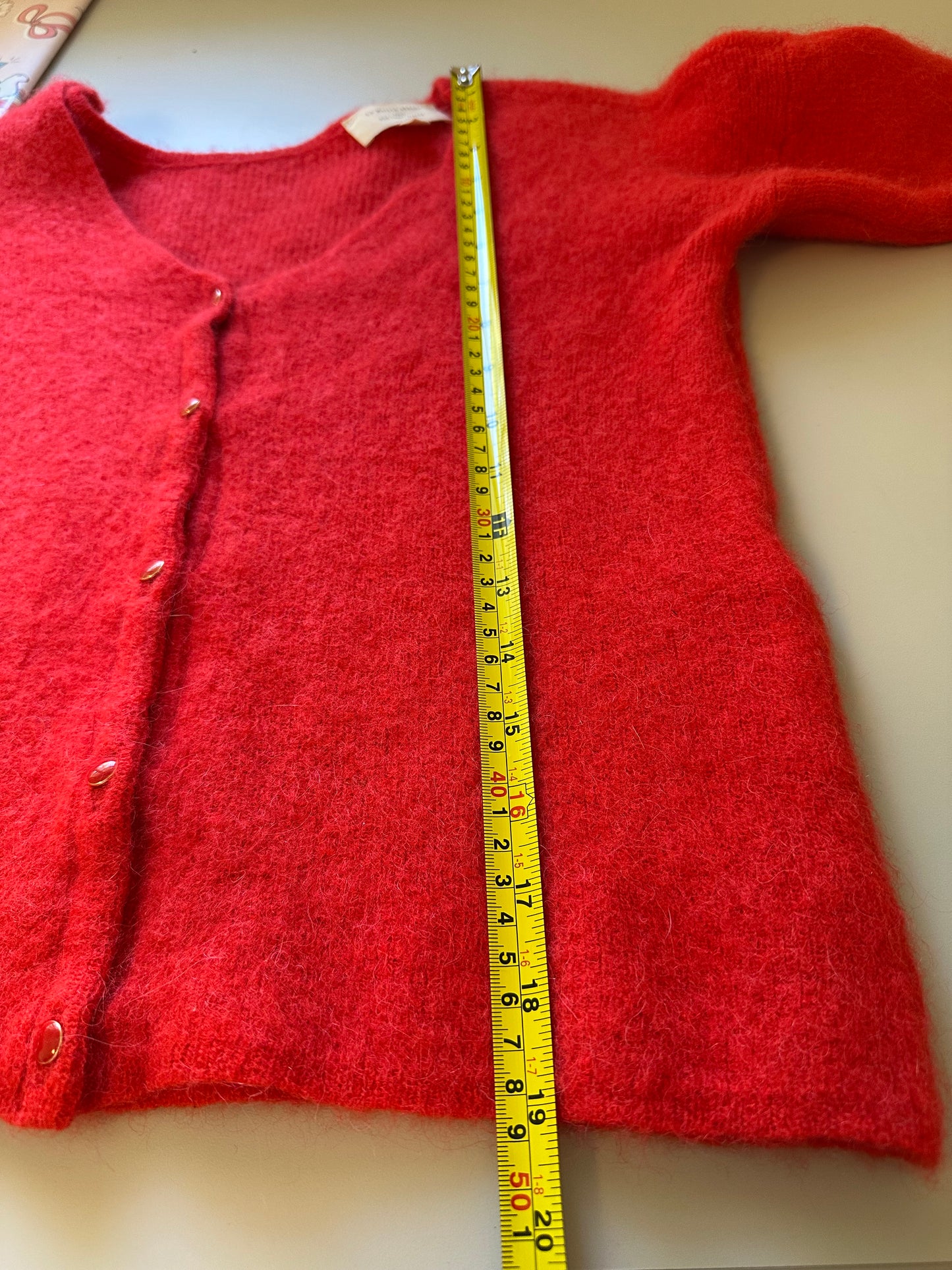 Sezane Barry V-neck Cardigan Sweater in Bright Red Mohair | Size Small
