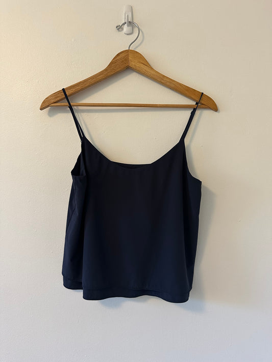 Athleta Double Layer Camisole Top with Spaghetti Straps in Navy | Size Small