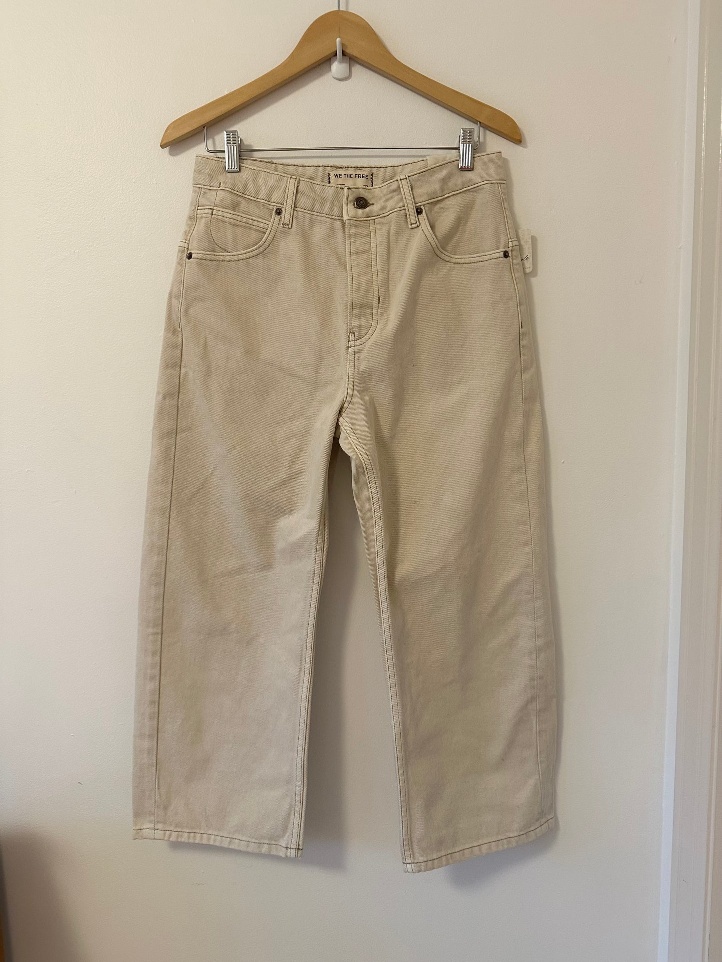 NWT We The Free Deep Trance Dropped Boyfriend Jeans in Casual Khaki | Size 27