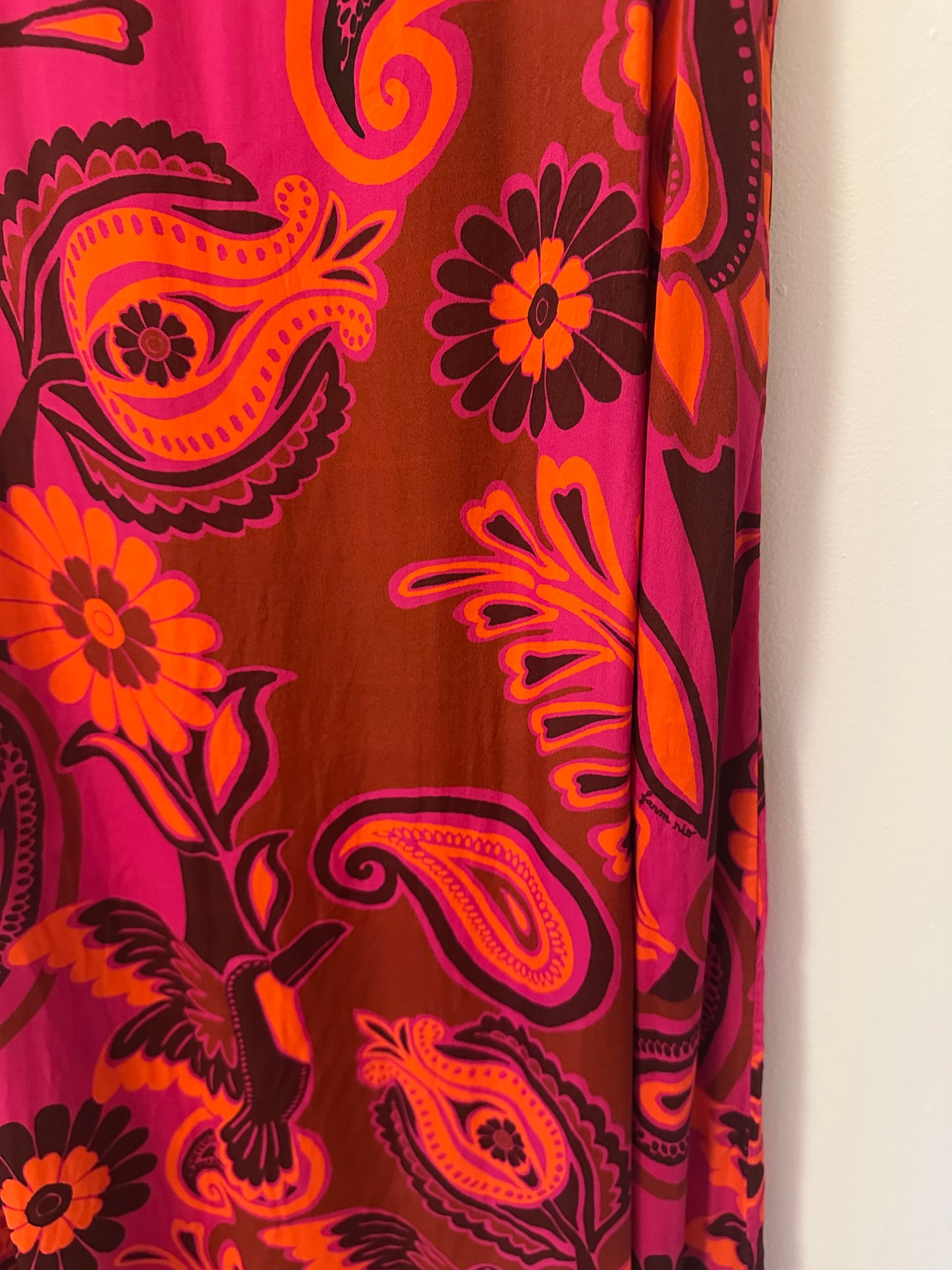 FARM Rio Bold Floral Satin Maxi Skirt | Size Large
