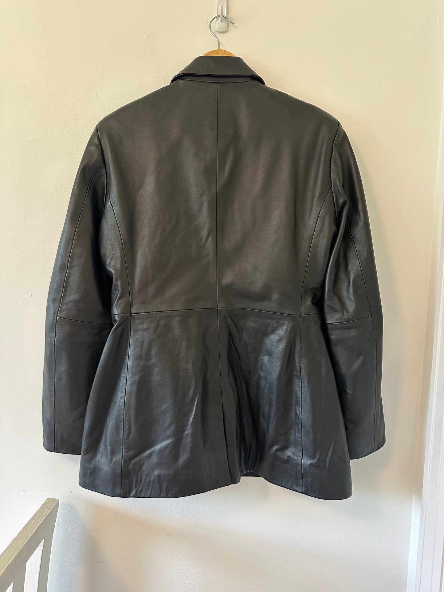 Reformation Veda Hal Fitted Leather Blazer in Black - Size XL