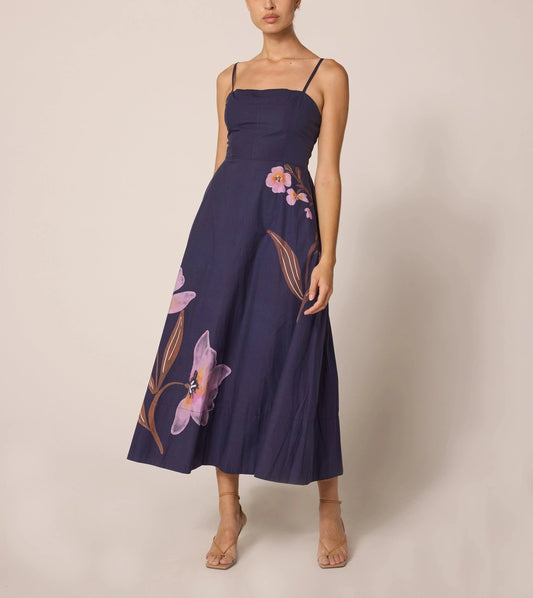 Cleobella Riley Ankle Dress in Moresco Navy | Size XS