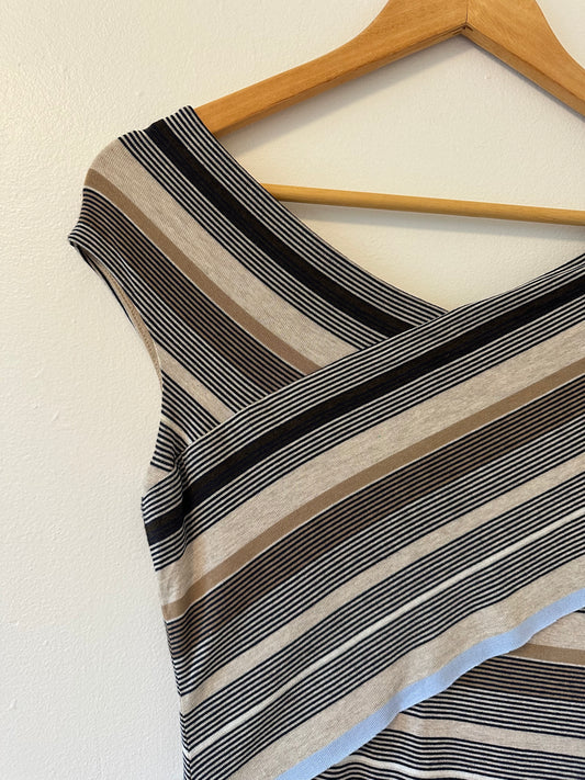 Bailey 44 Striped Gray and Black Body Con Dress Size Small