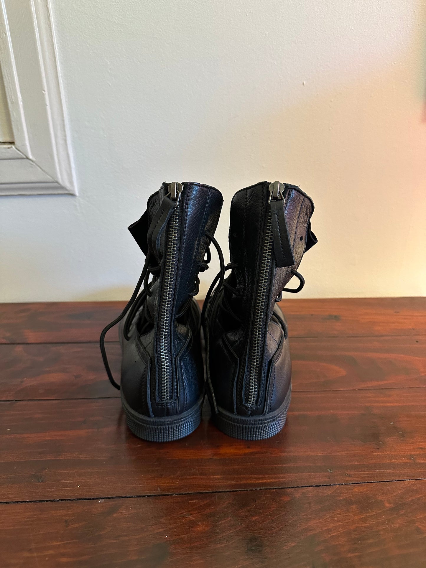 Marcella NYC - Alicia Black Lace-Up Women's Boots with Sneaker Sole and Zipper | Size 8