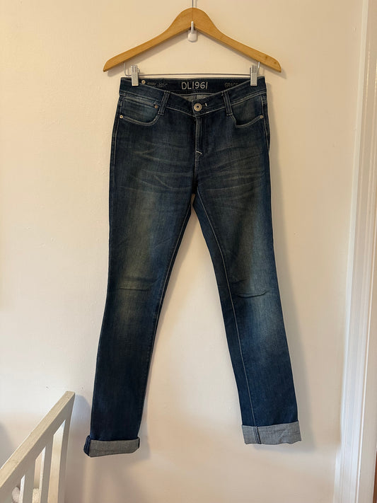 DL1961 Women's Dark Blue Grace High Rise Straight Leg Ankle Jeans - Size 27