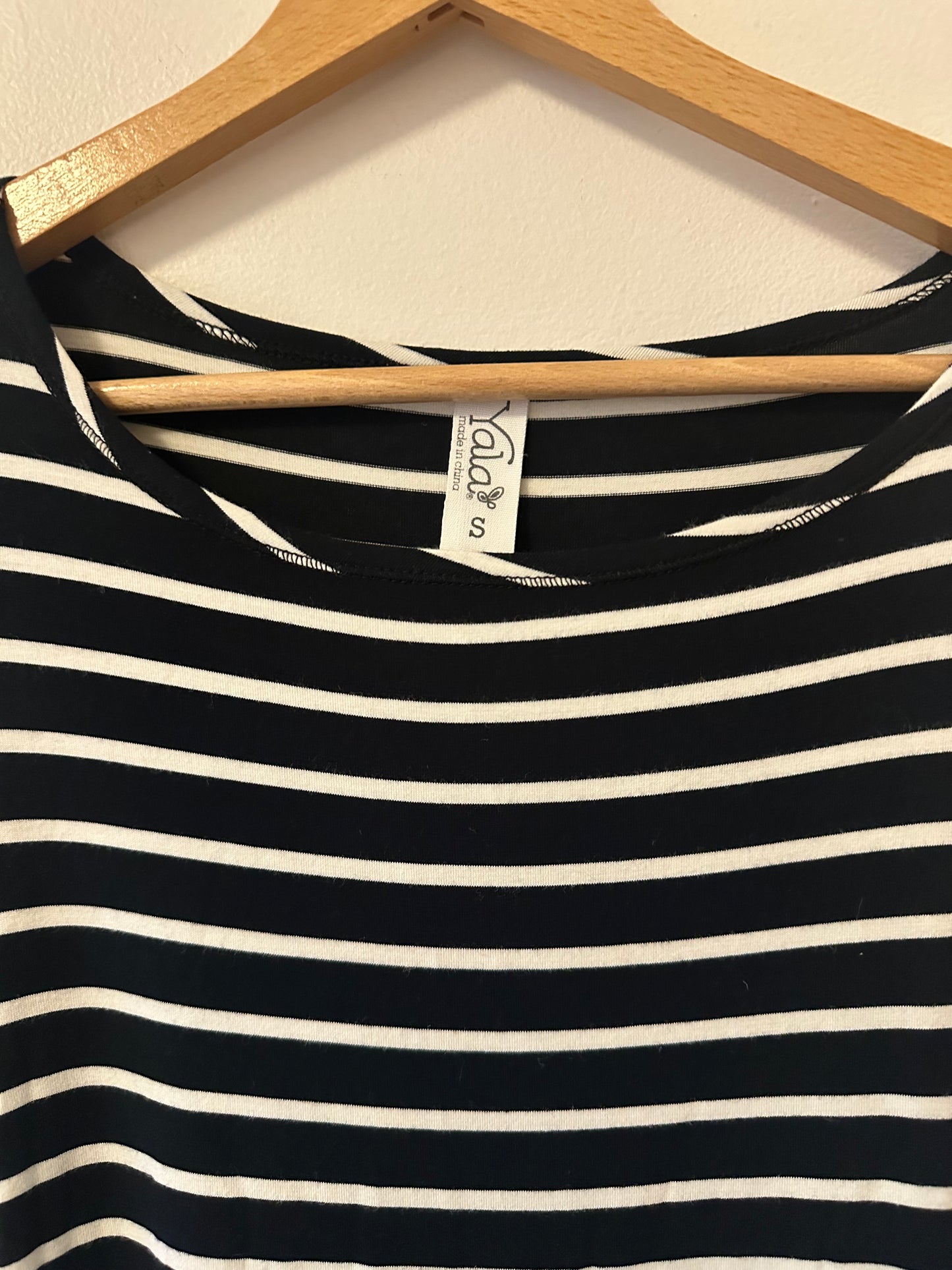 Yoga Long Sleeve Navy and White Striped Dress | Size Small
