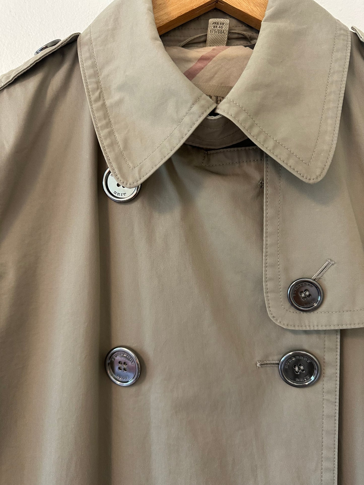 Burberry Brit Classic Tan Double-Breasted Cotton Women's Trench Coat Size 8