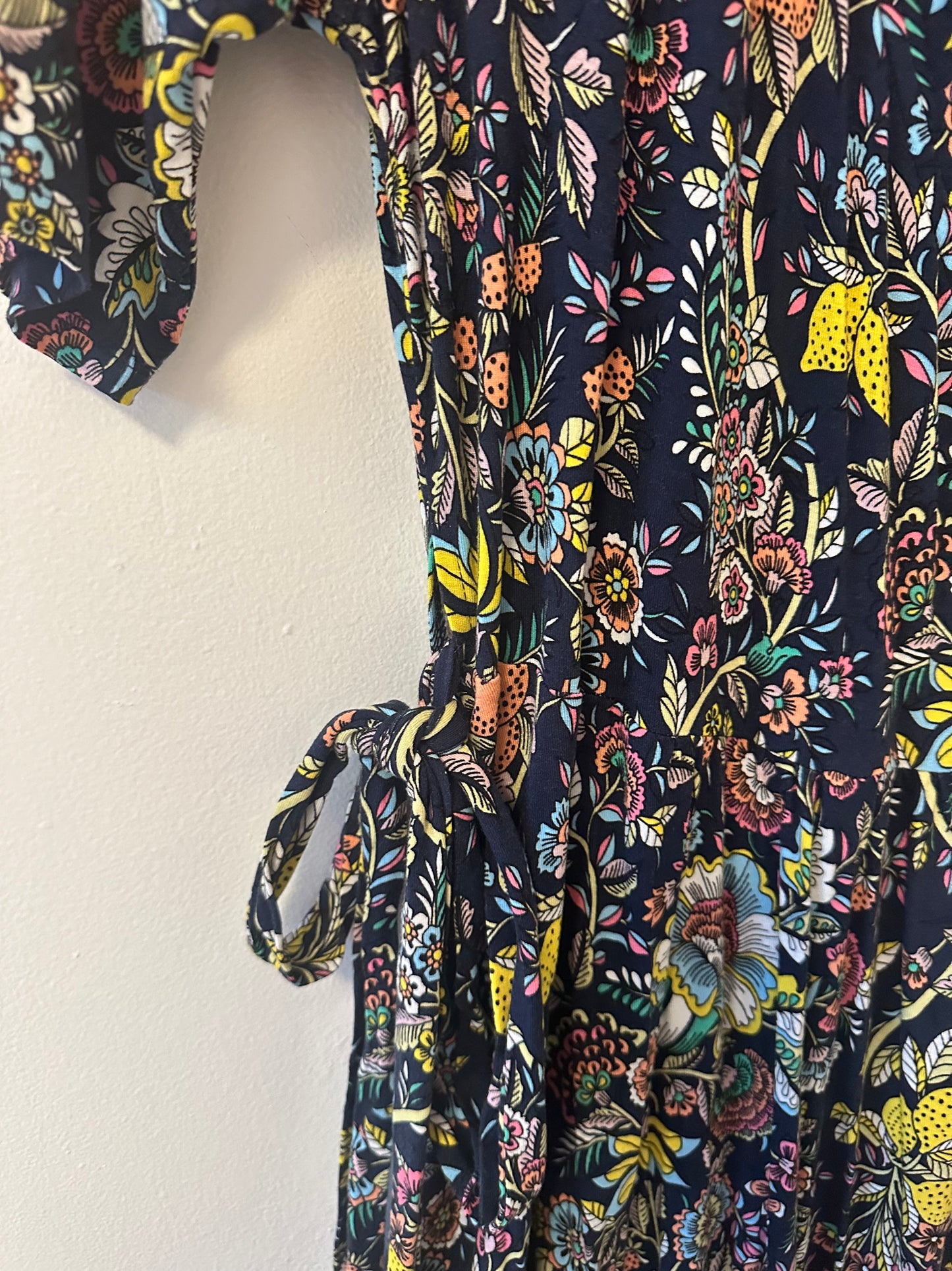 Boden Lavinia Jersey Wrap Dress in Papaya Wildflower Prairie - Size 10