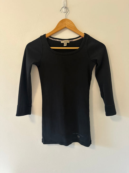 Burberry Brit Black 3/4 Sleeve Crew Neck T-Shirt - Size XS
