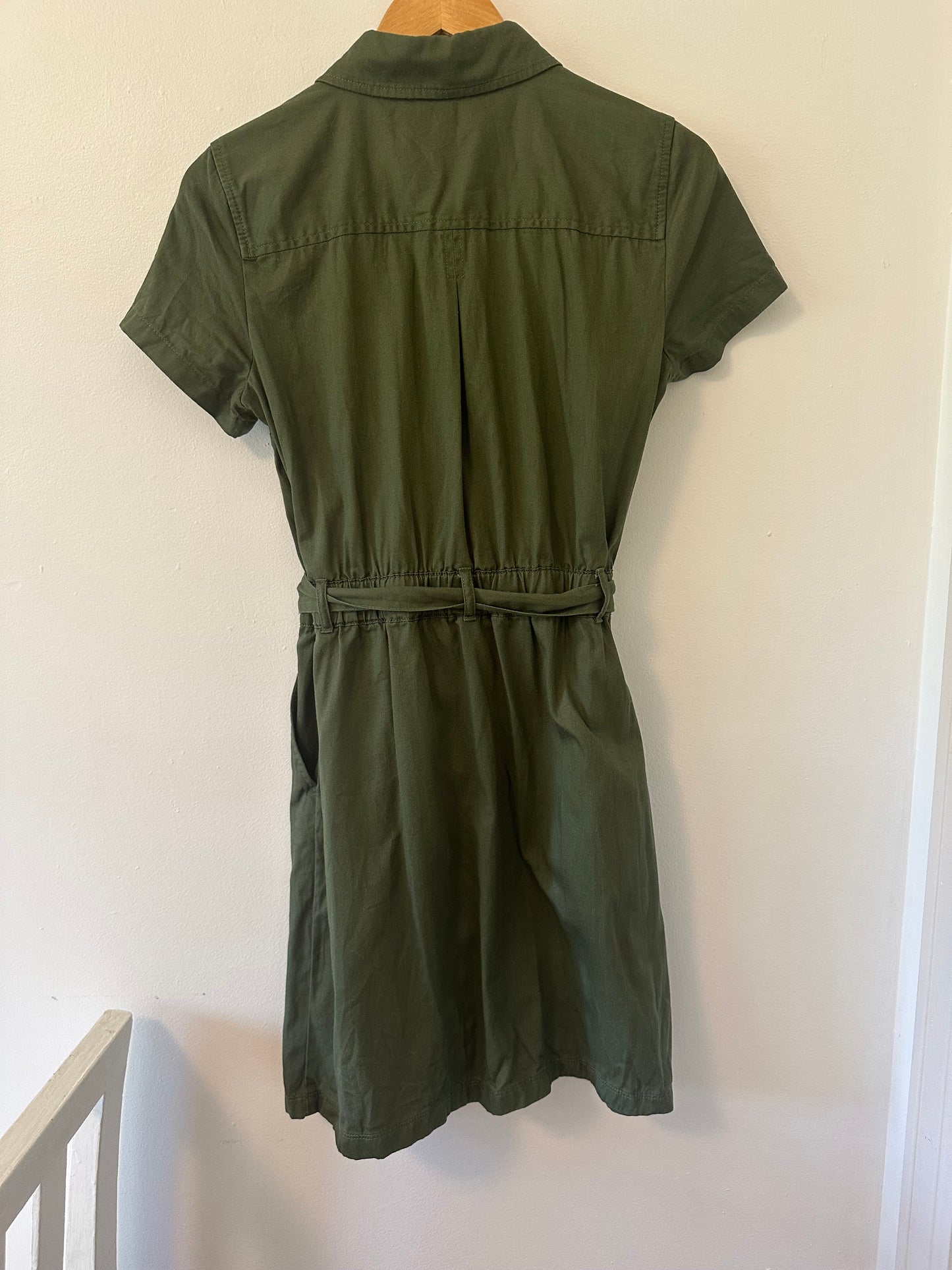 J. Crew Utility Shirt Dress in Olive Green - Size 6