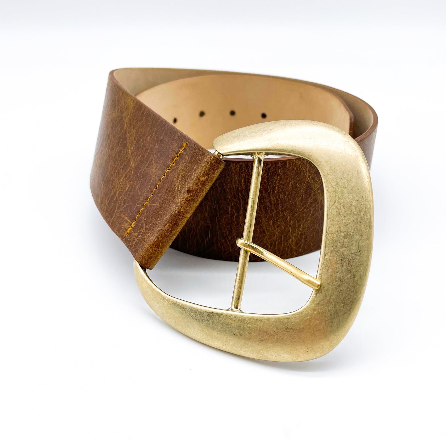 Streets Ahead Maxine Drop Waist Belt in Brown Leather - Size Large