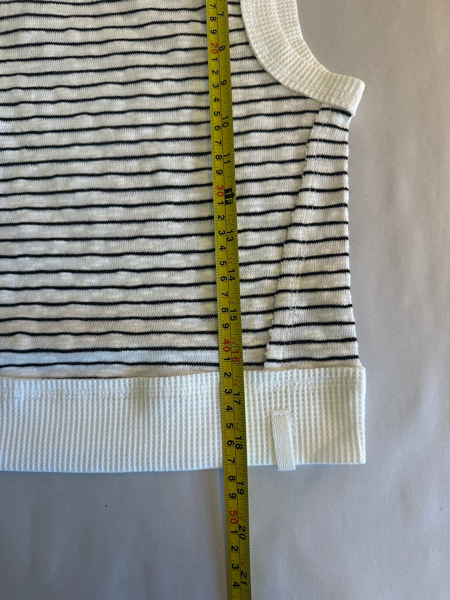 Miou Muse Striped Sleeveless Top - Black and White - Size Small