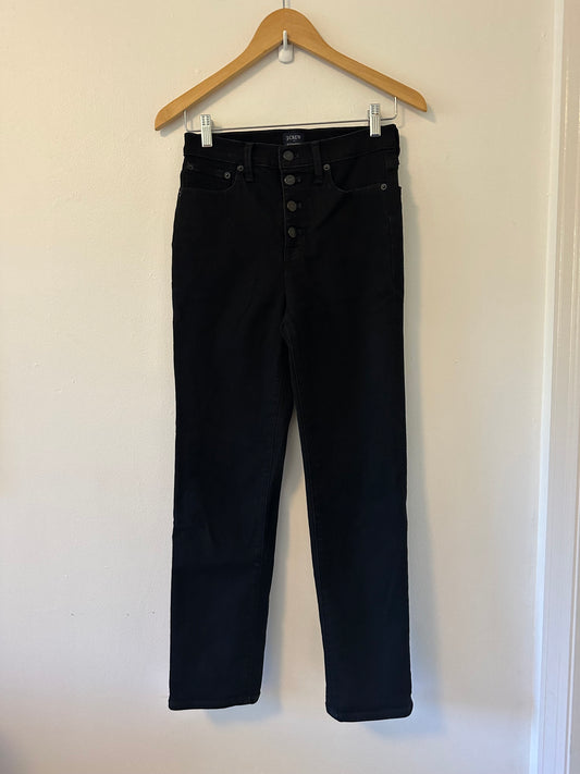 J. Crew High Rise Black Stovepipe Exposed Button Fly Jeans | Size 26