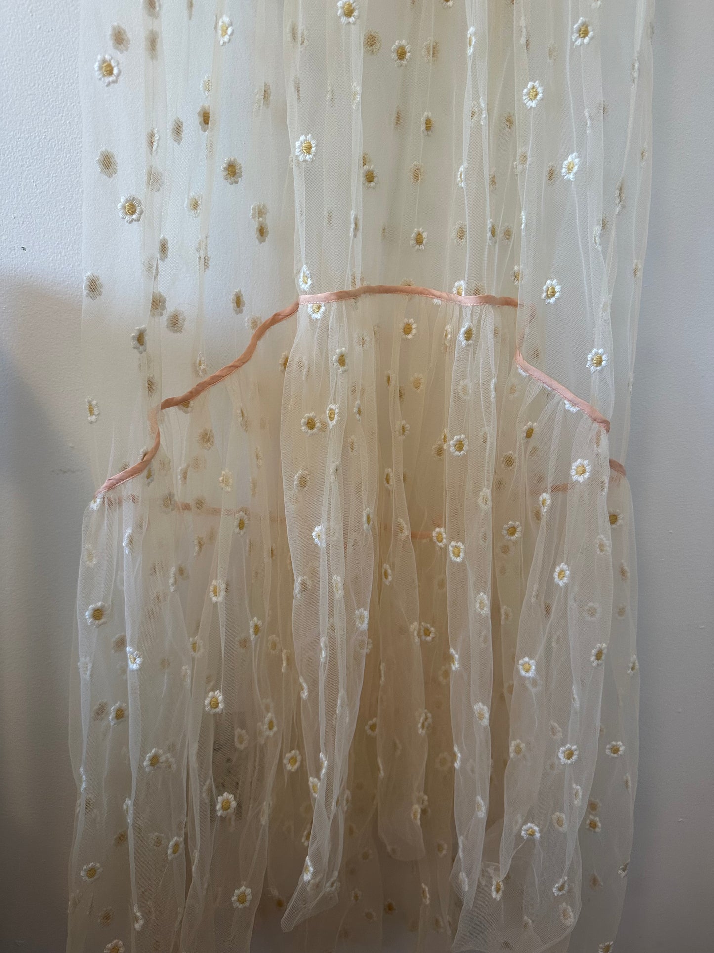 Doen Zelda Sheer Floral Maxi Dress in Faded Peach - Size XS