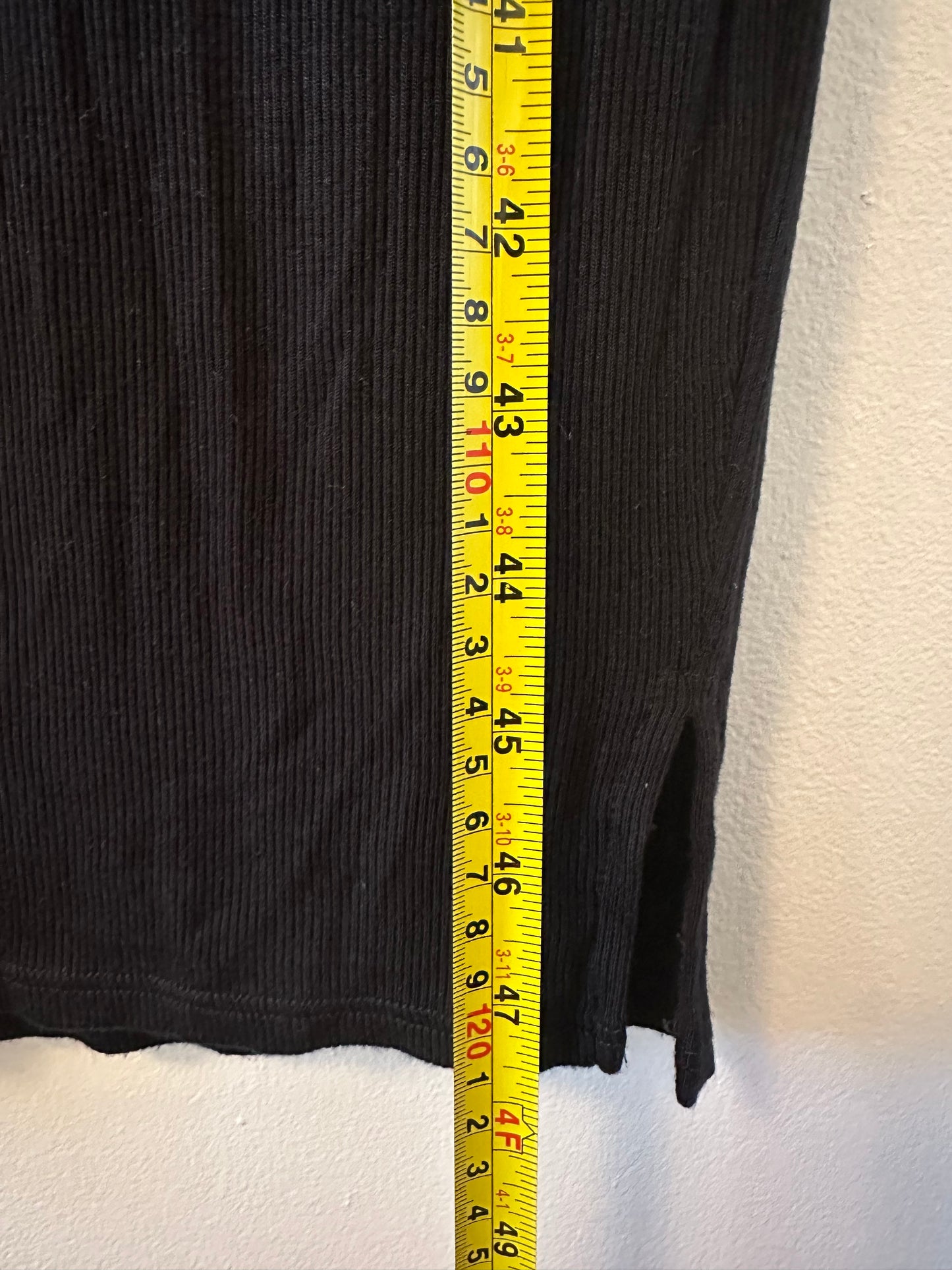 Marine Layer Lexi Rib Long Sleeve Midi Dress in Black - Size Medium