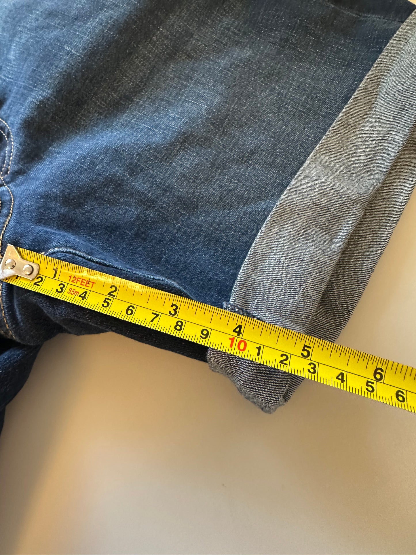 Gap 5” Girlfriend Mid Rise Dark Wash Cuffed Stretch Denim Shorts | Size 6 Tall