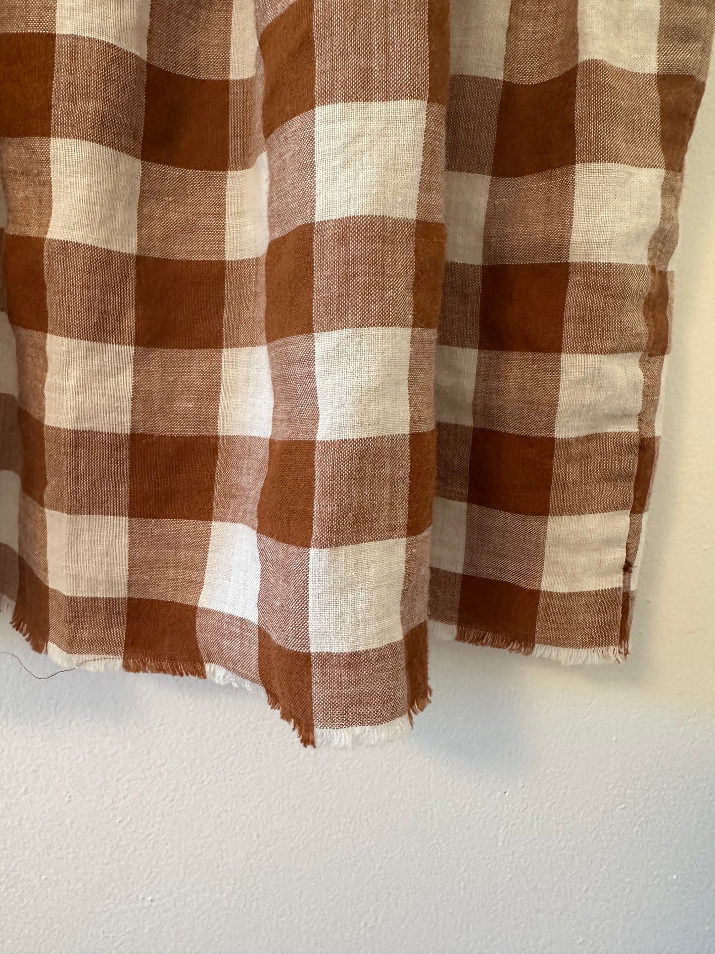 Doen Brown and White Checkered Linen Tank Top - Size XS