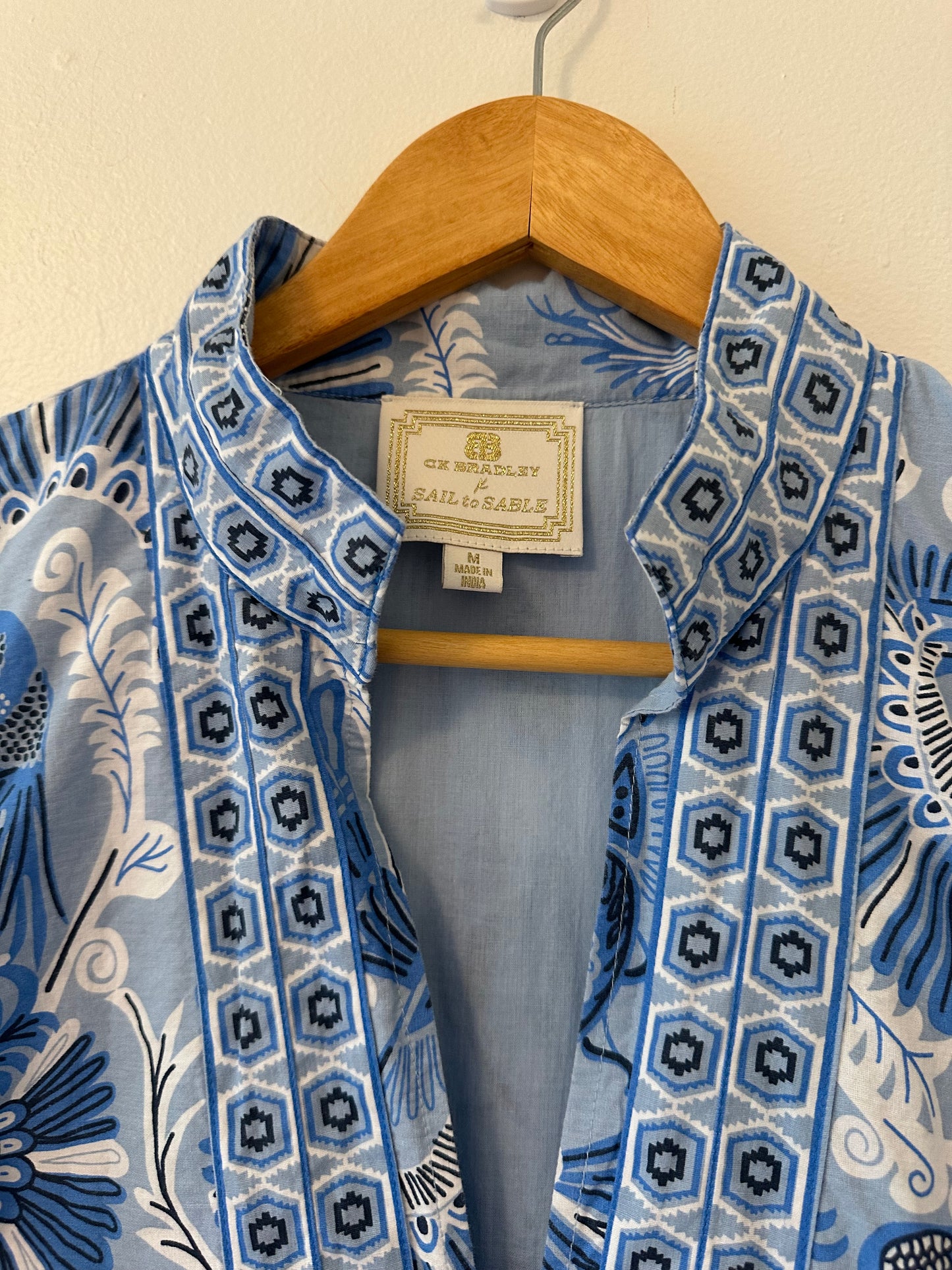 Sail to Sable CK Bradley Kaftan Dress in Peacock Paisley Blue - Size Medium