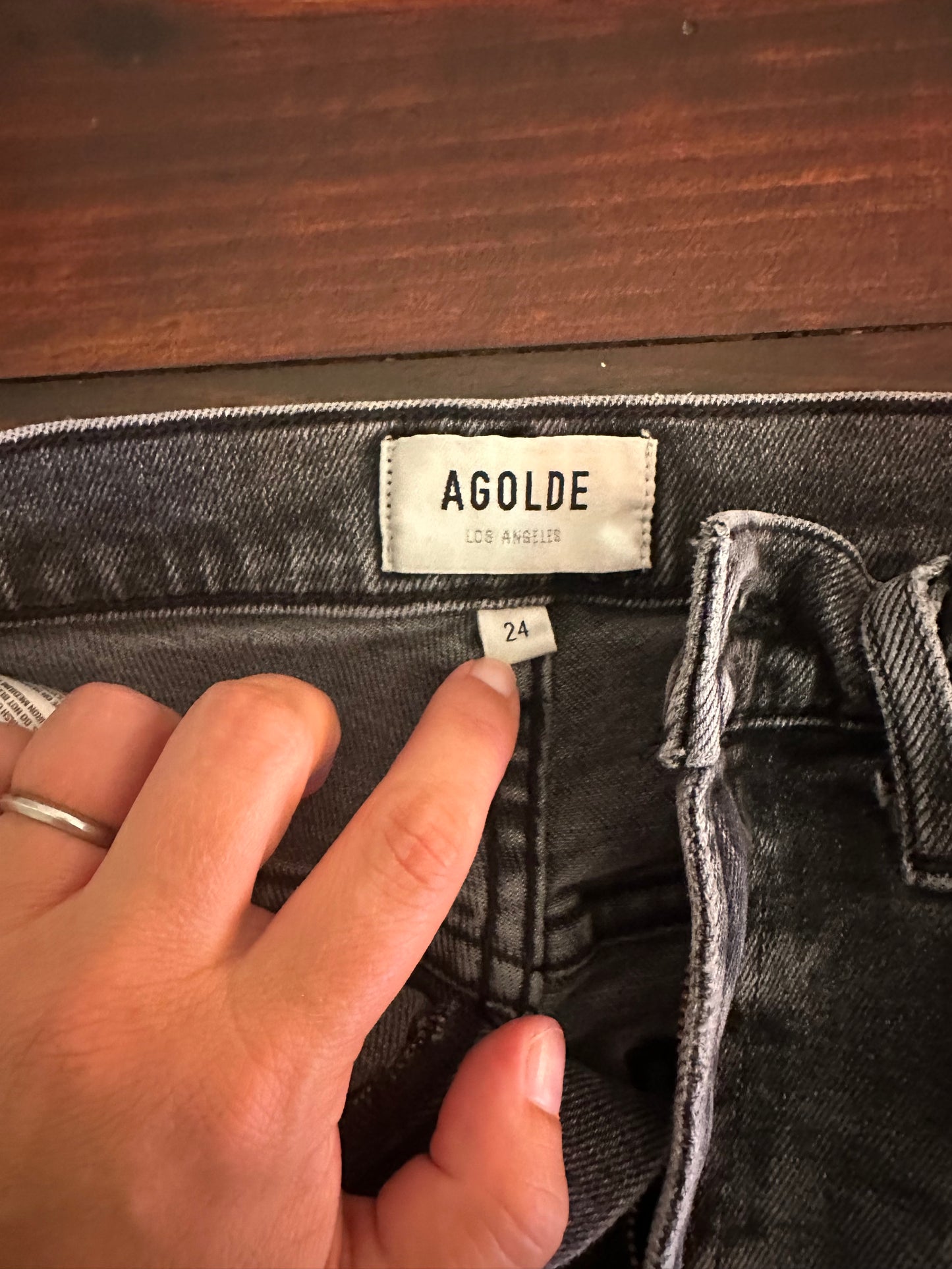 Agolde Pinch Waist High Rise Charcoal Skinny Jeans in Interlude - Size 24