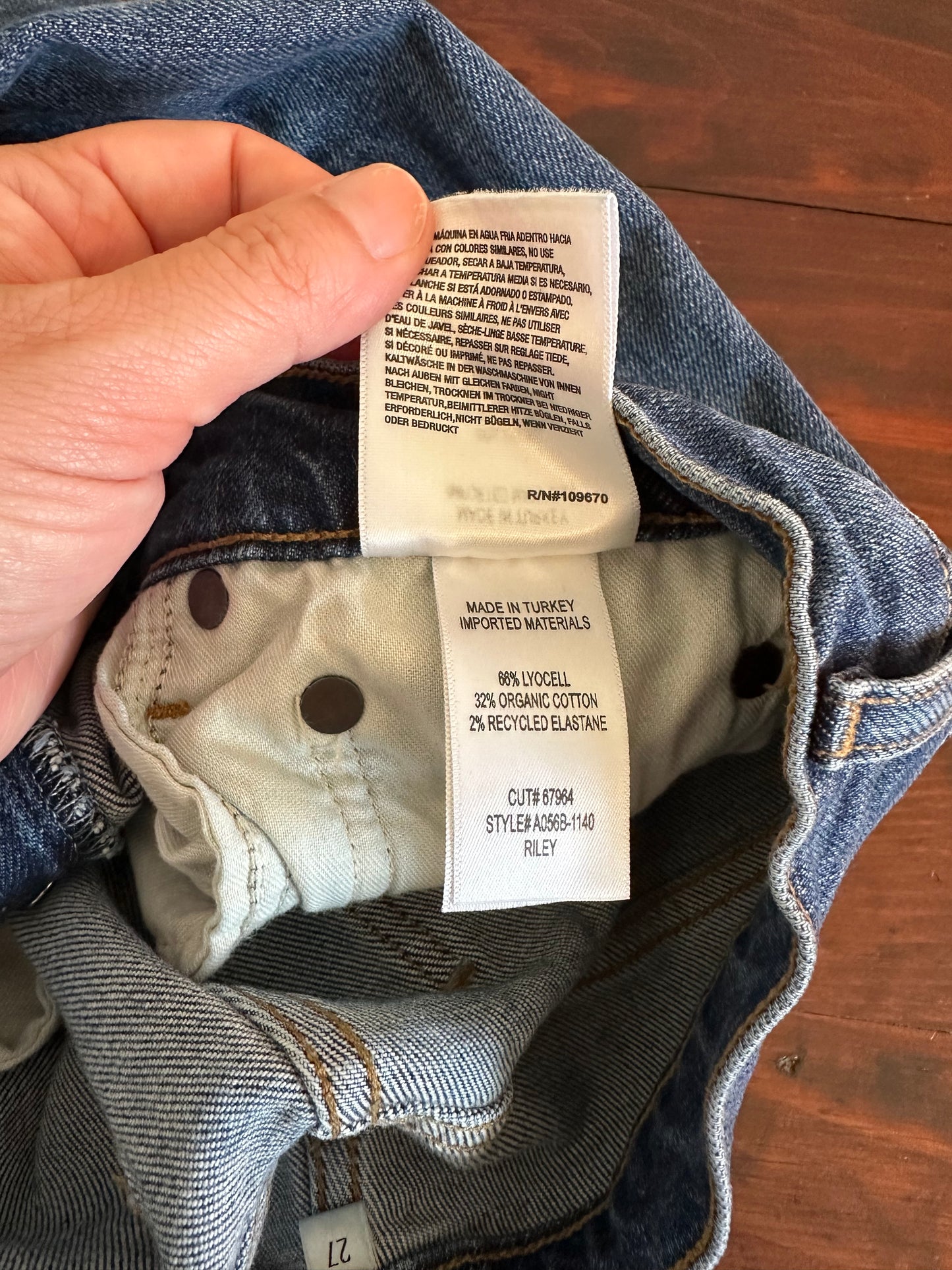 AGOLDE Riley Blue Denim Straight Leg Jeans Size 27