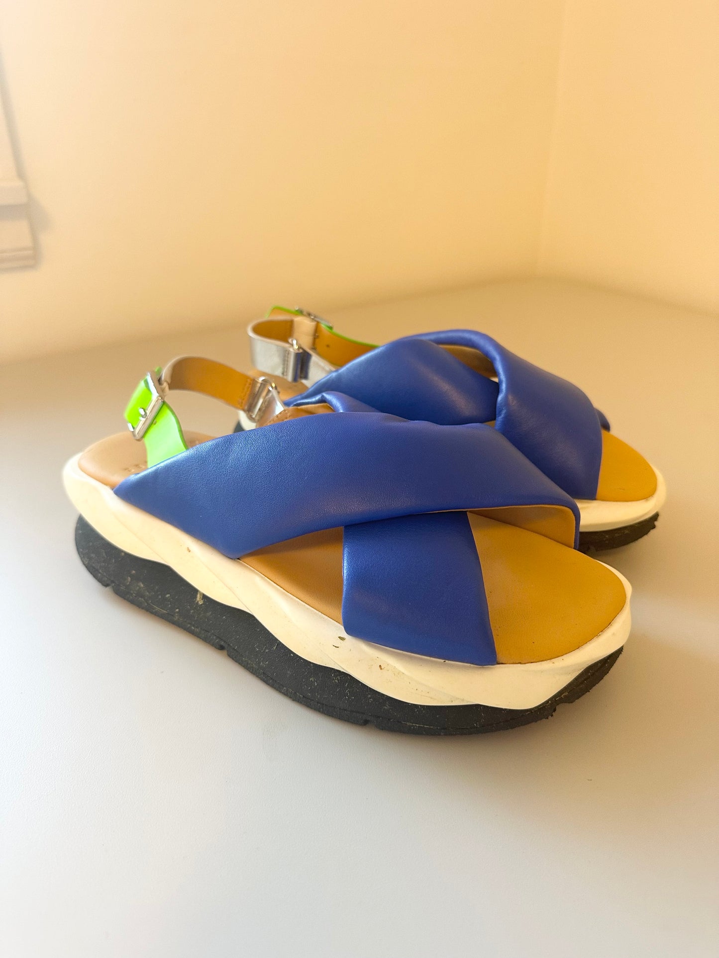 4CCCCEES Mellow Moa Platform Slingback Sandal in Blue | Size 39