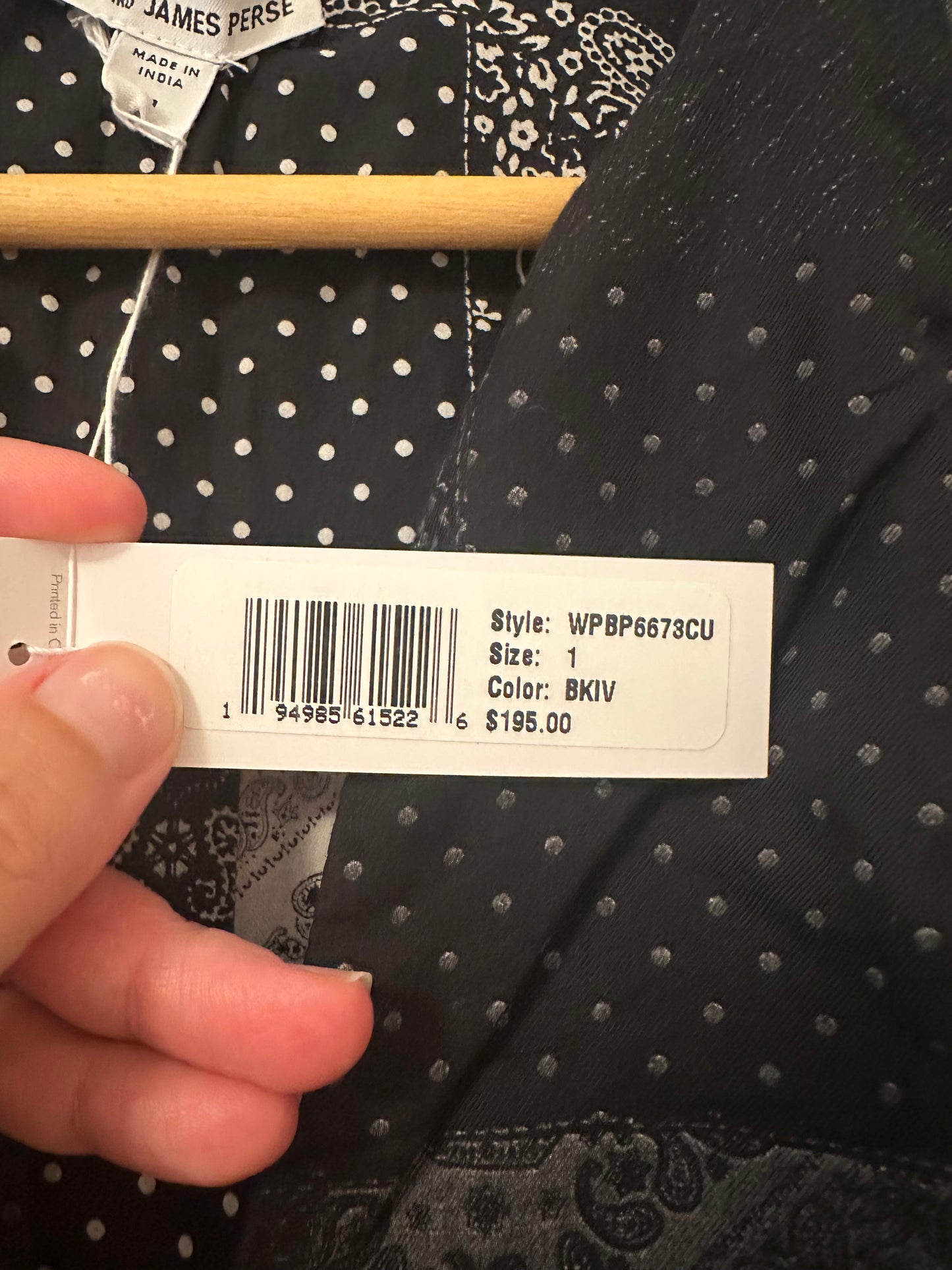 NWT James Perse Black Patchwork Cotton Maxi Dress - Size 1 (Small)