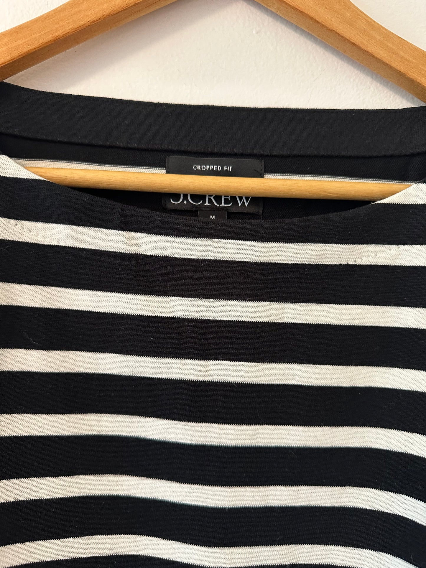 J. Crew Black and White Striped Cropped Women's Top Size Medium