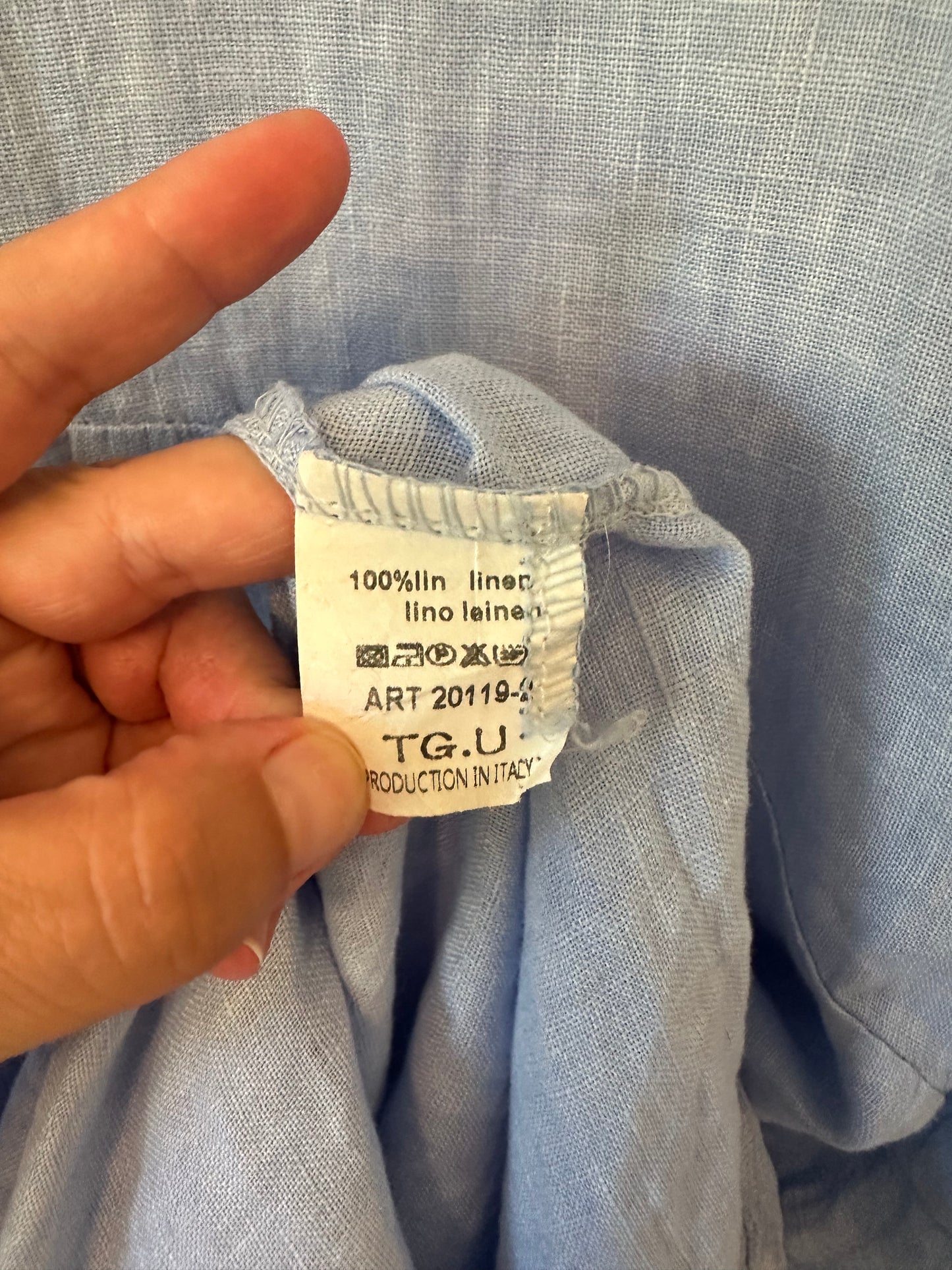 Olivier Breil Light Blue Linen Button-Up Maxi Dress