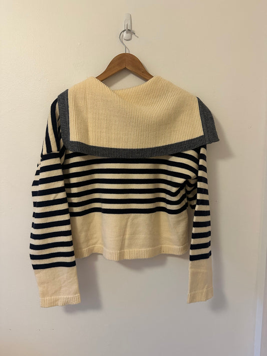 NWT Miou Muse Sailor Collar Striped Cardigan Sweater | Size Medium