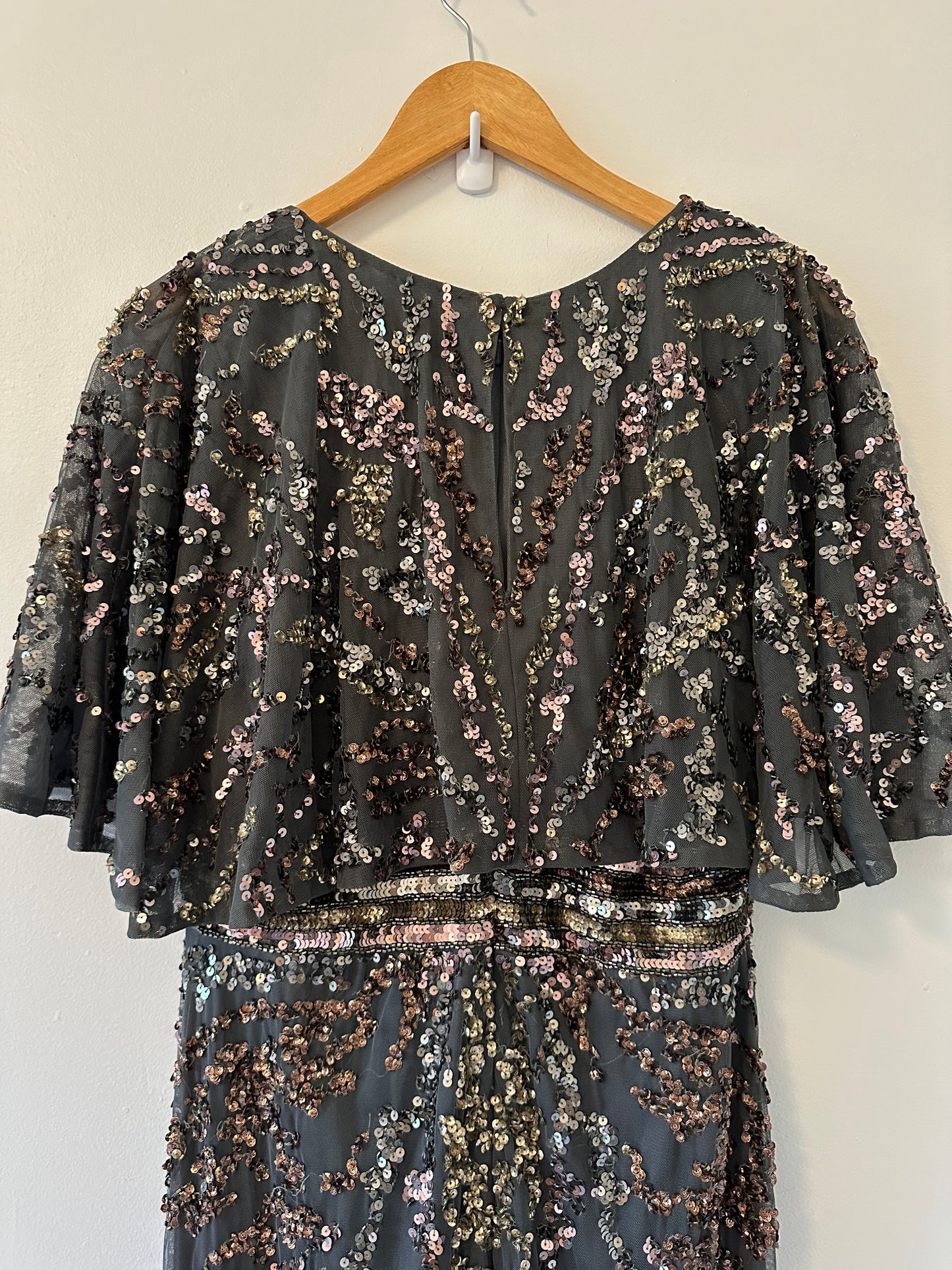 Mac Duggal Embellished Cape Sleeve Gown - Size 10