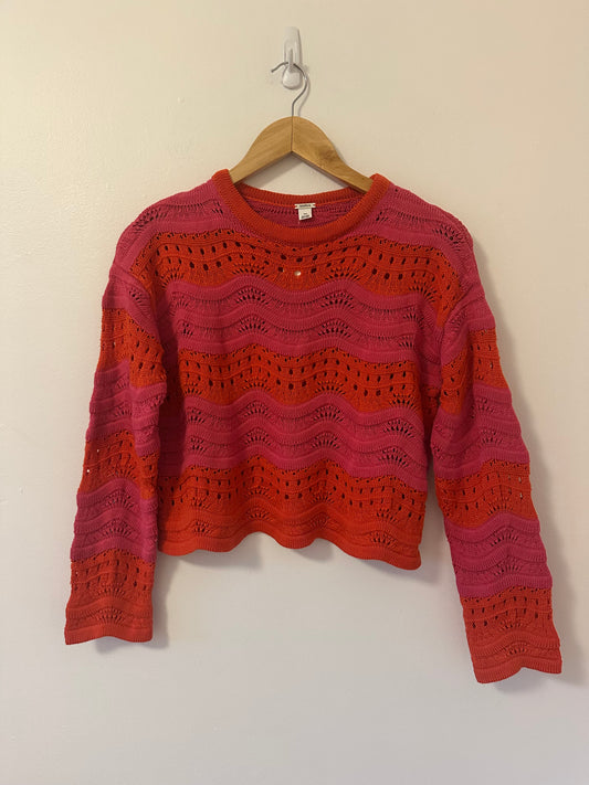 NWT Anthropologie Women's Pink and Red Knit Sweater | Size XXS