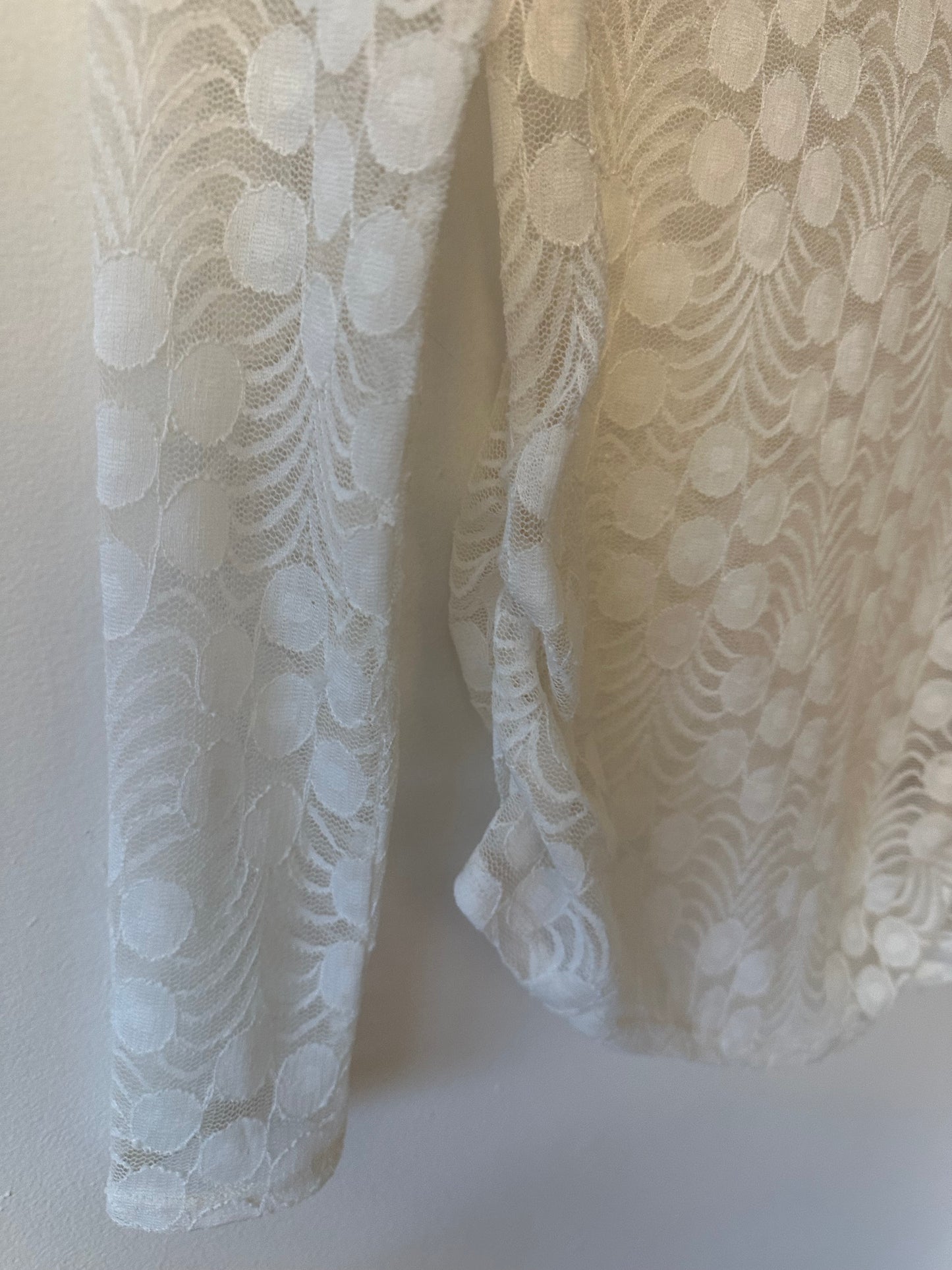 Anthropologie Meadow Rue Sheer Cream Polka Dot Top With Ruched Sides | Size XS