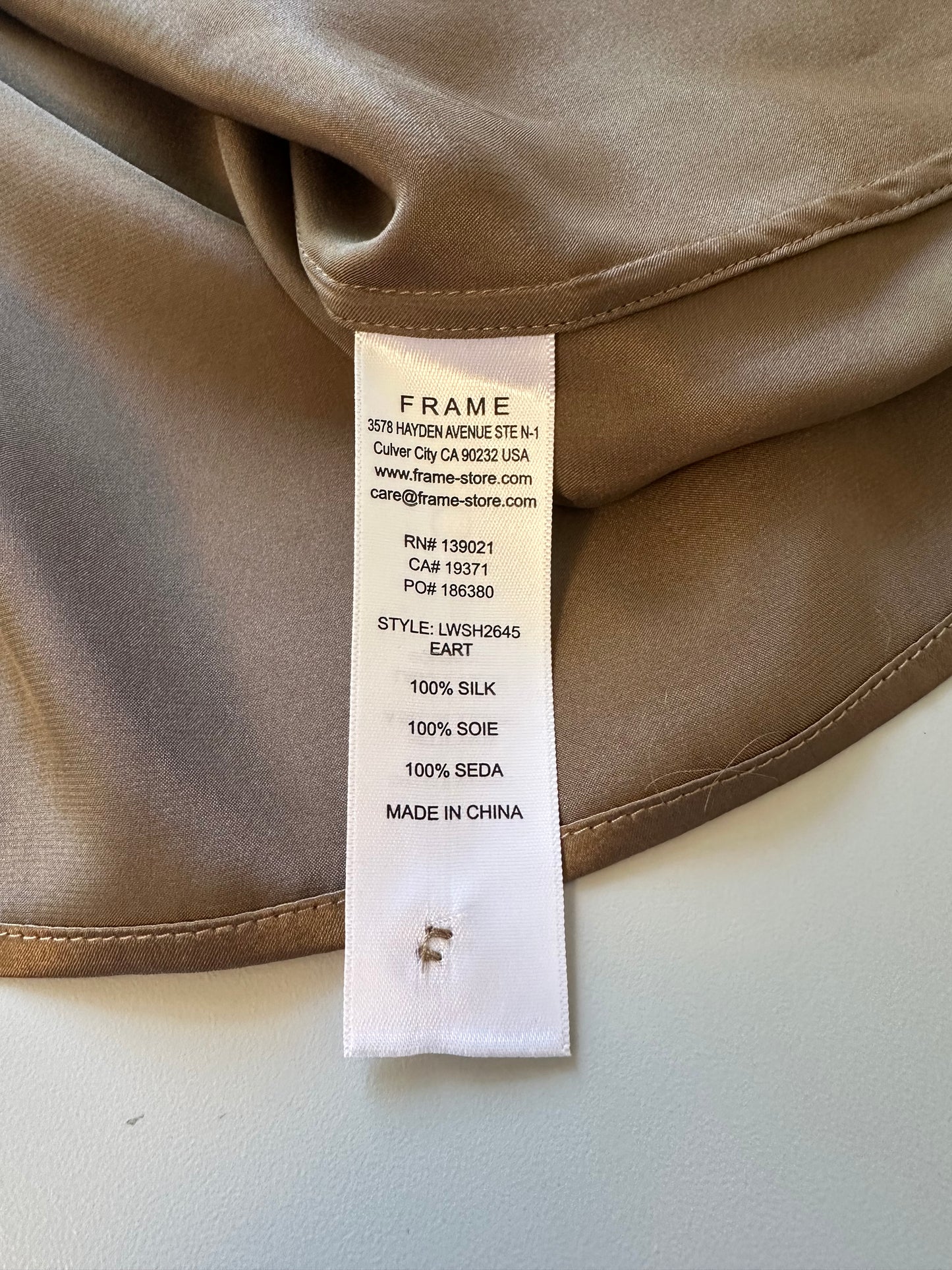 Frame Gillian Silk Puff Sleeve Blouse in Brown | Size Medium