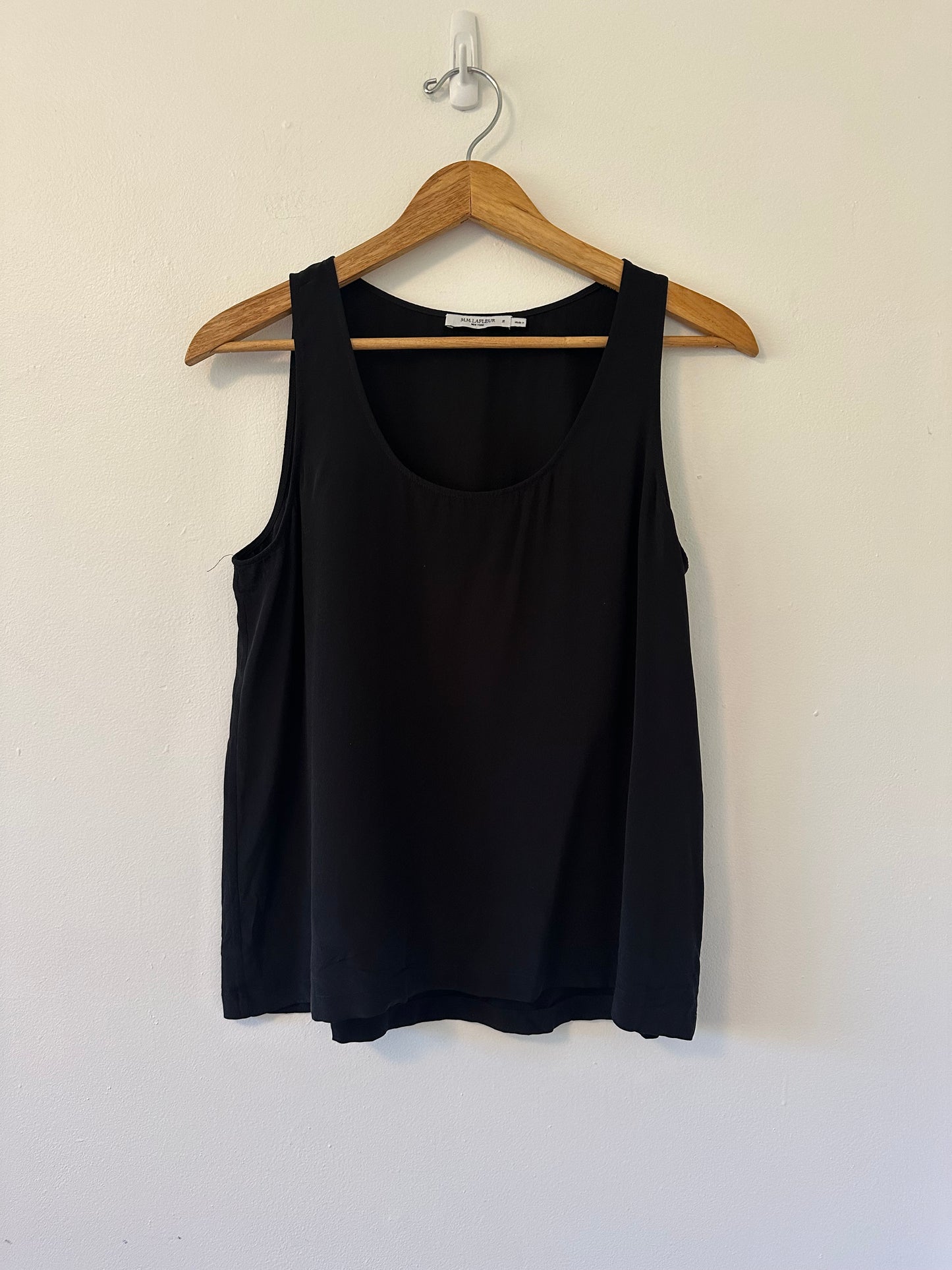 MM Lafleur The Vicky Tank in Washable Silk In Black | Size Medium