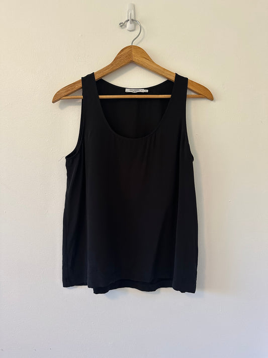 MM Lafleur The Vicky Tank in Washable Silk In Black | Size Medium