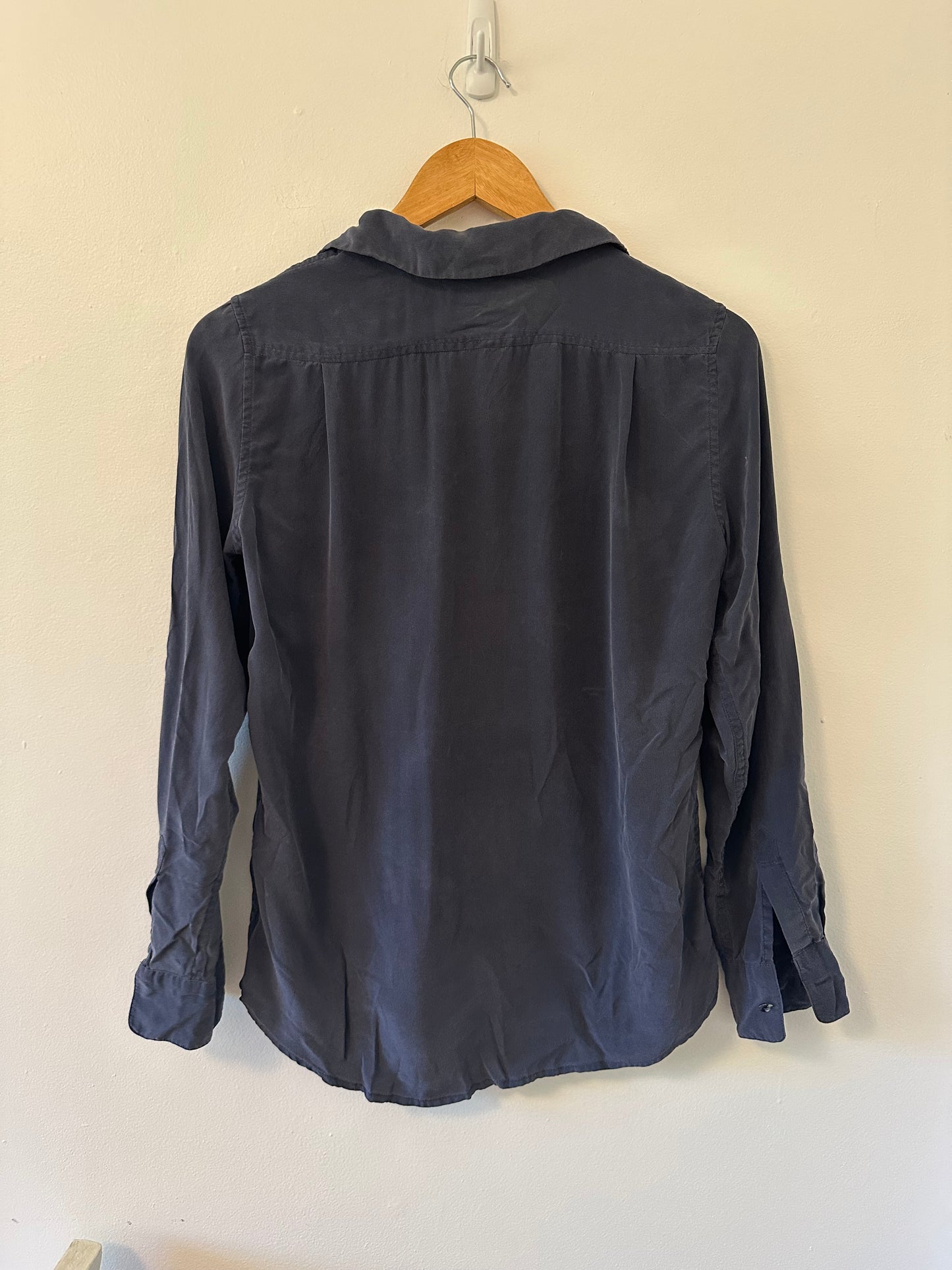 Everlane Dark Blue Butterlight Silk Button-Up Shirt - Size Small