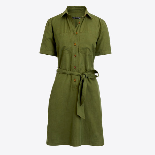 J. Crew Utility Shirt Dress in Olive Green - Size 6