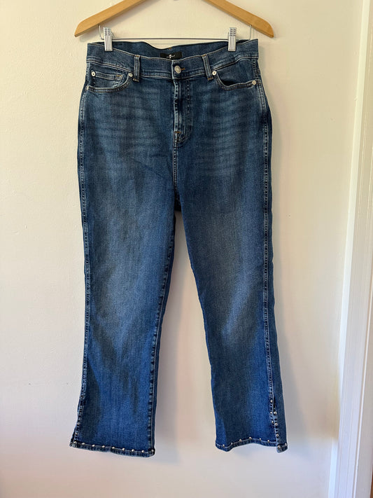 7 For All Mankind High Waist Slim Kick Jukebox with Hem Studs | Size 32