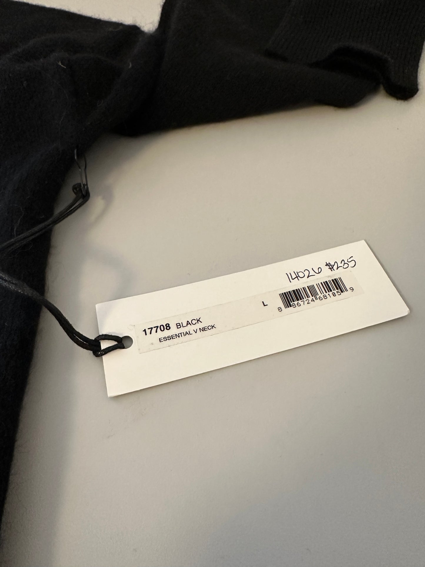 NWT White + Warren Essentials Cashmere Black V-Neck Sweater | Size Large