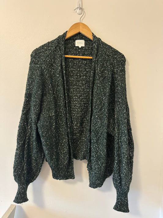 Sundays Forest Green Open Cardigan - Size Small