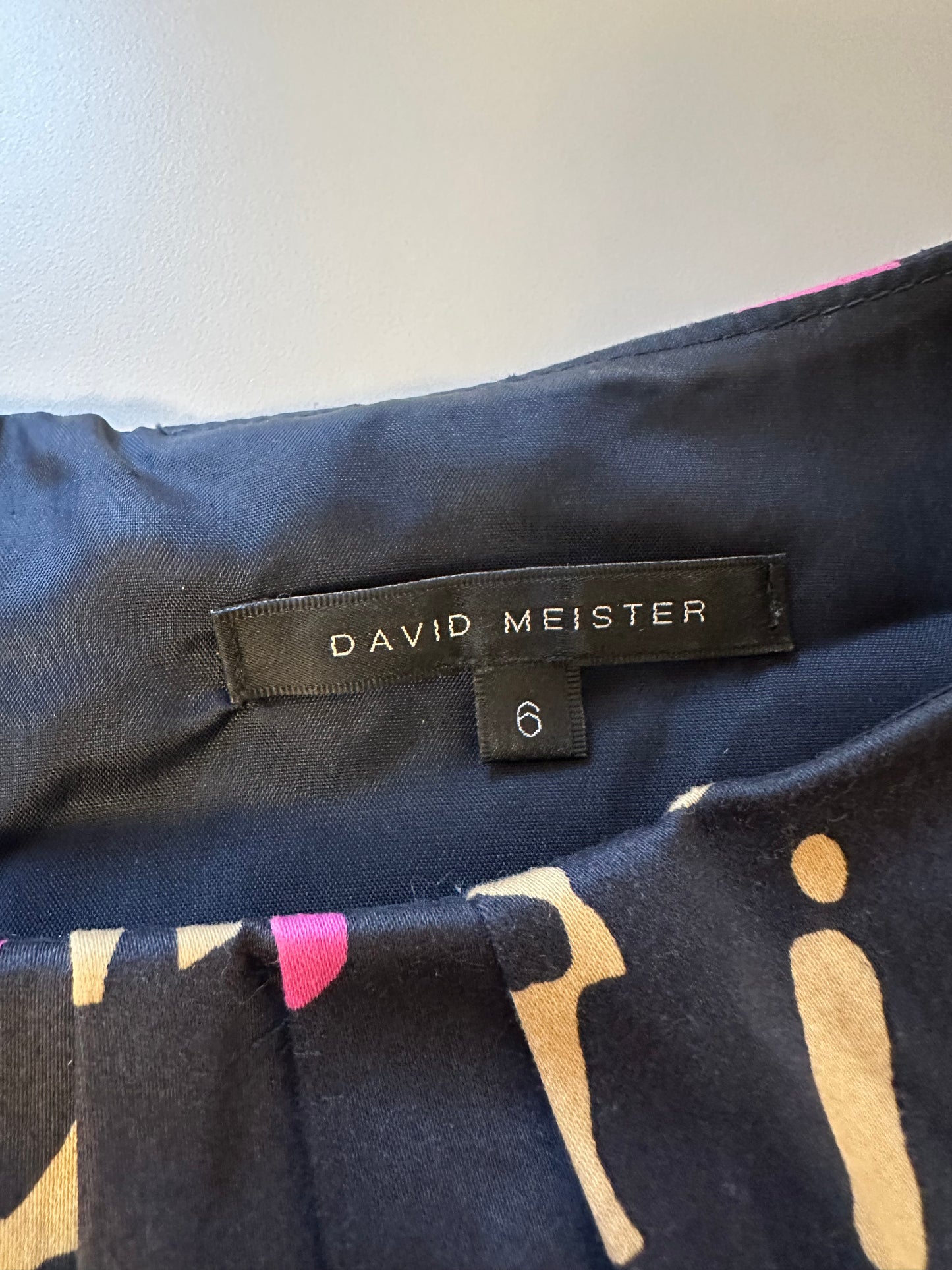 David Meister Black and Pink Abstract Sheath Dress | Size 6