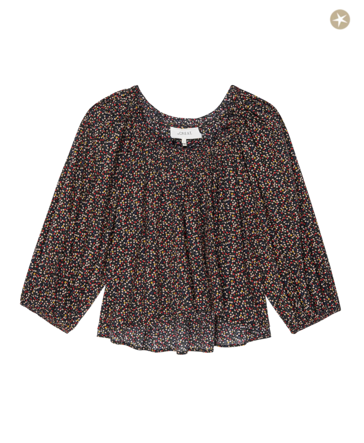 The Great. The Moonstone Top - Dark Navy Mini Wildflower Print Size 0