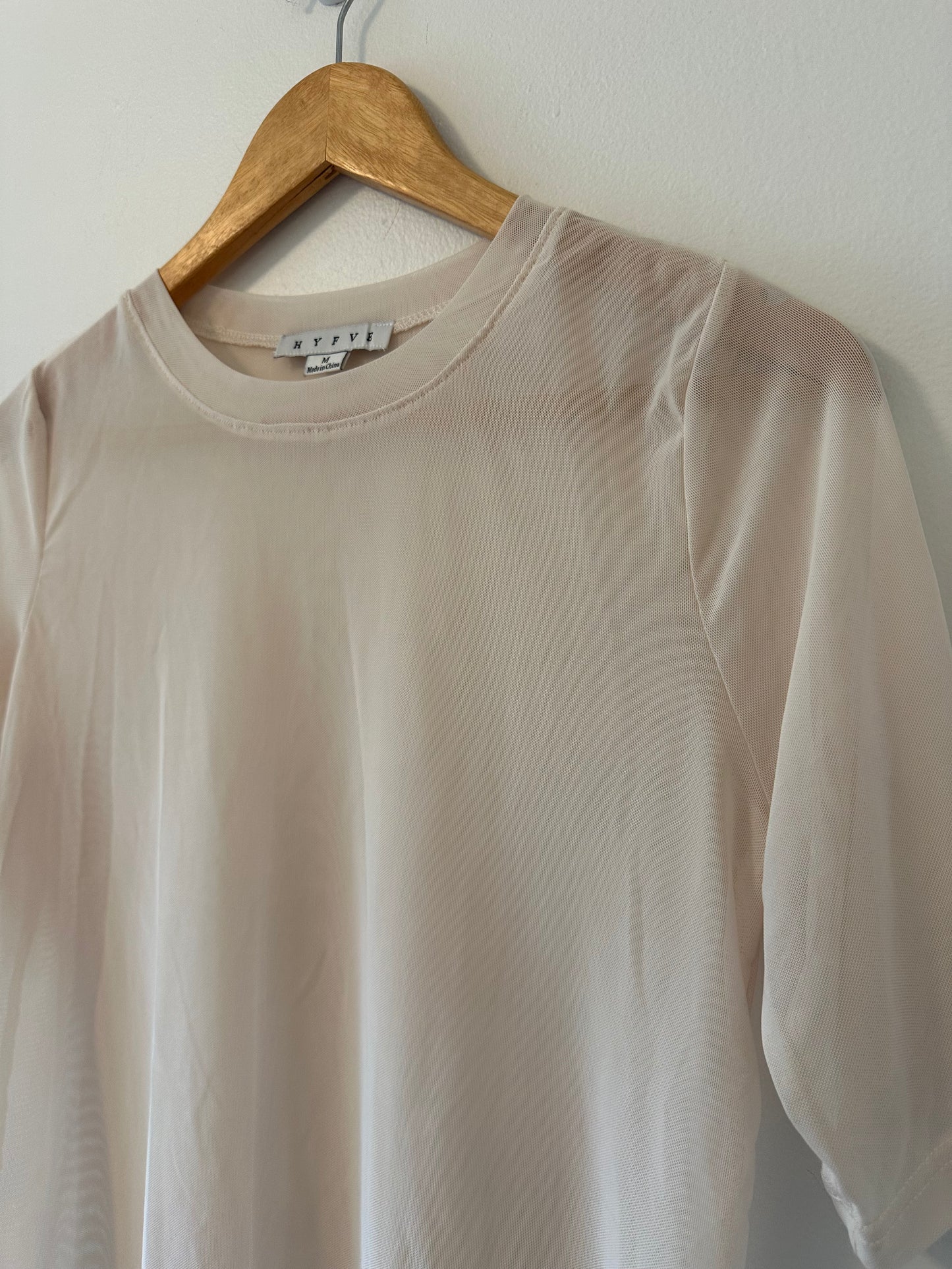 HYFVE Ivory Sheer Short Sleeve Top - Size Medium
