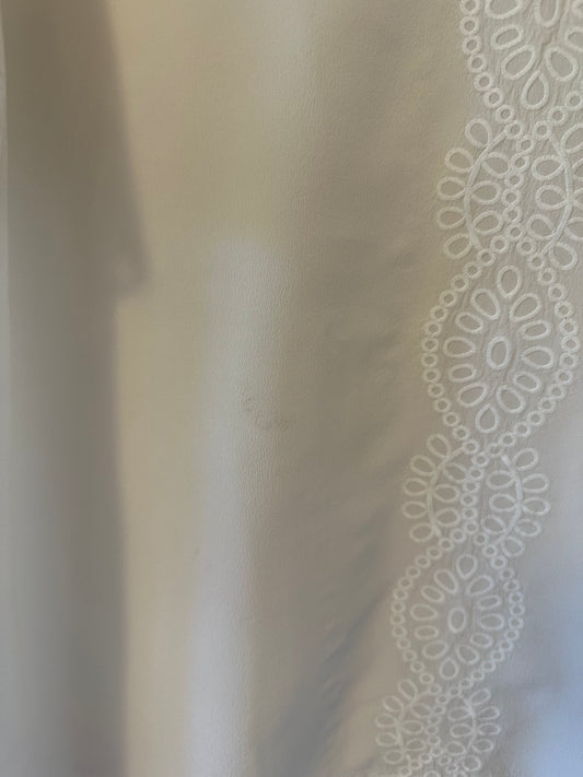 Sezane White Lace Trim Silk Blouse | Size 10 EU 42