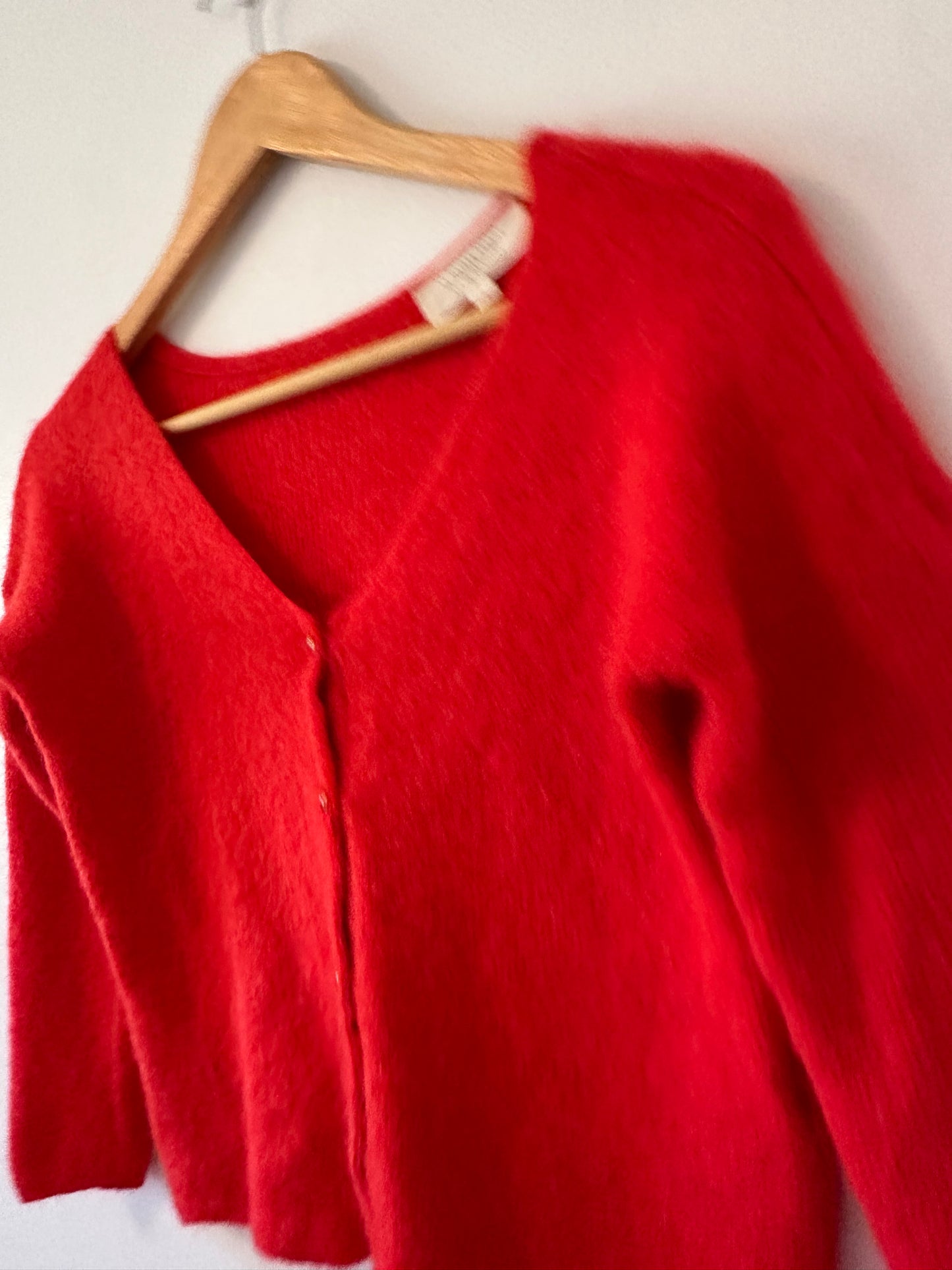 Sezane Barry V-neck Cardigan Sweater in Bright Red Mohair | Size Small