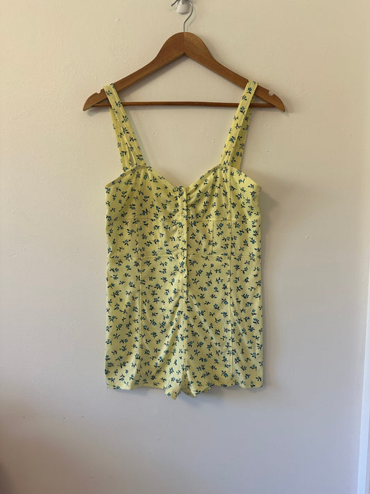 Anthropologie Yellow Floral Women's Pointelle Romper | Size Small
